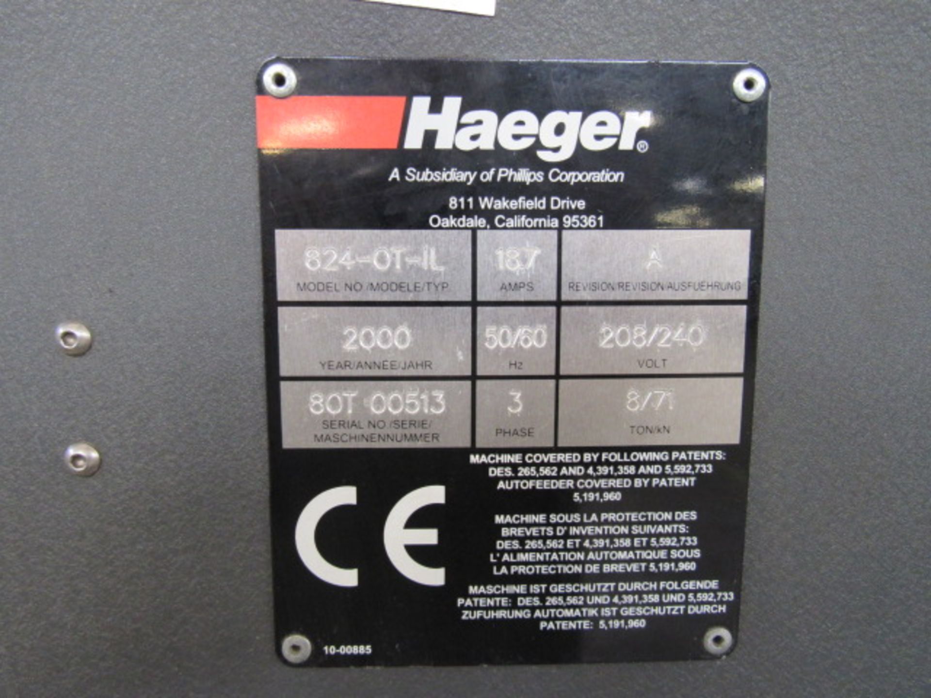 Haeger 824 One Touch CNC Pemserter Insertion Press - Bild 8 aus 8