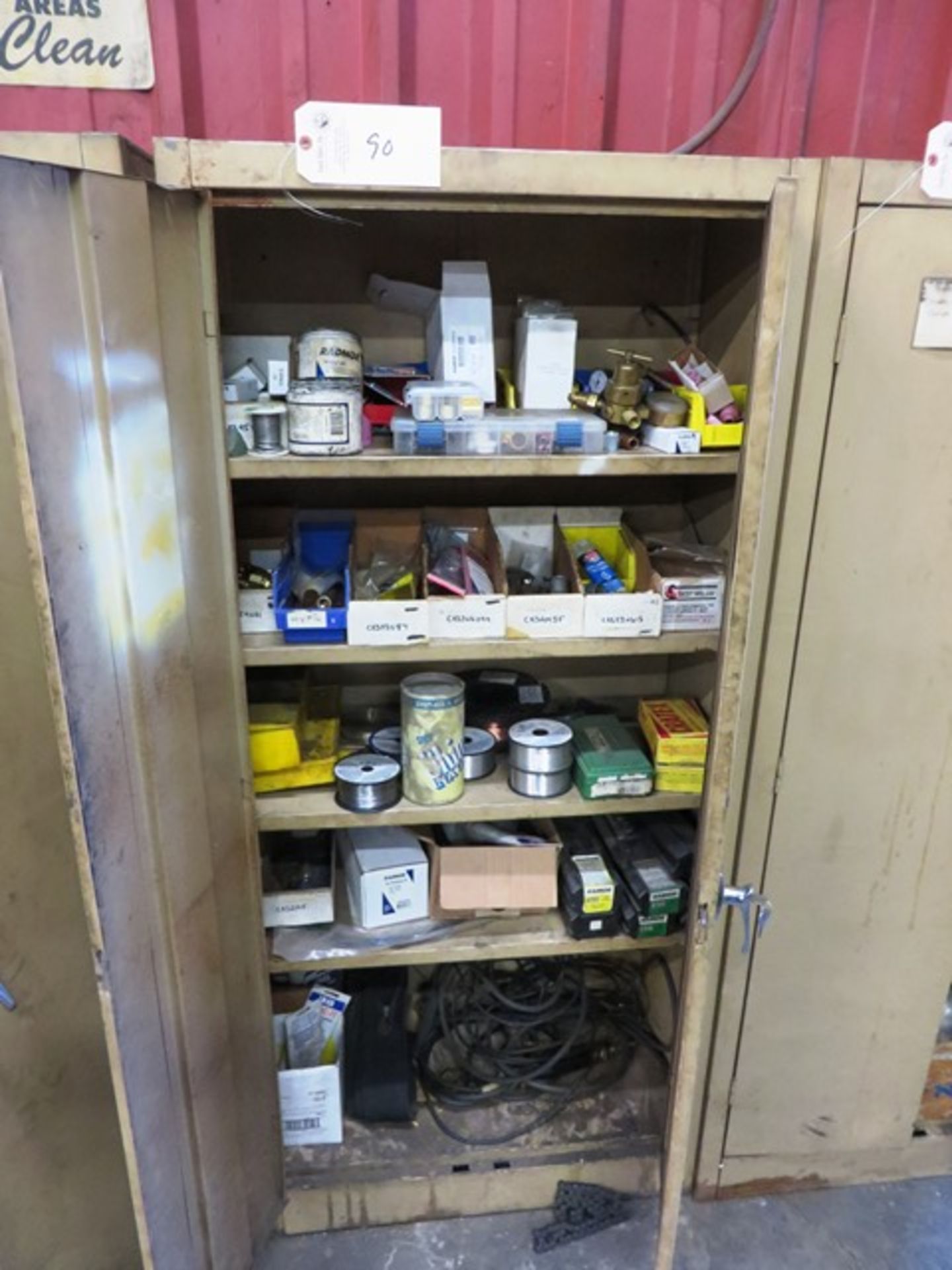 2 Door Cabinet with Miscellaneous Weld Supplies