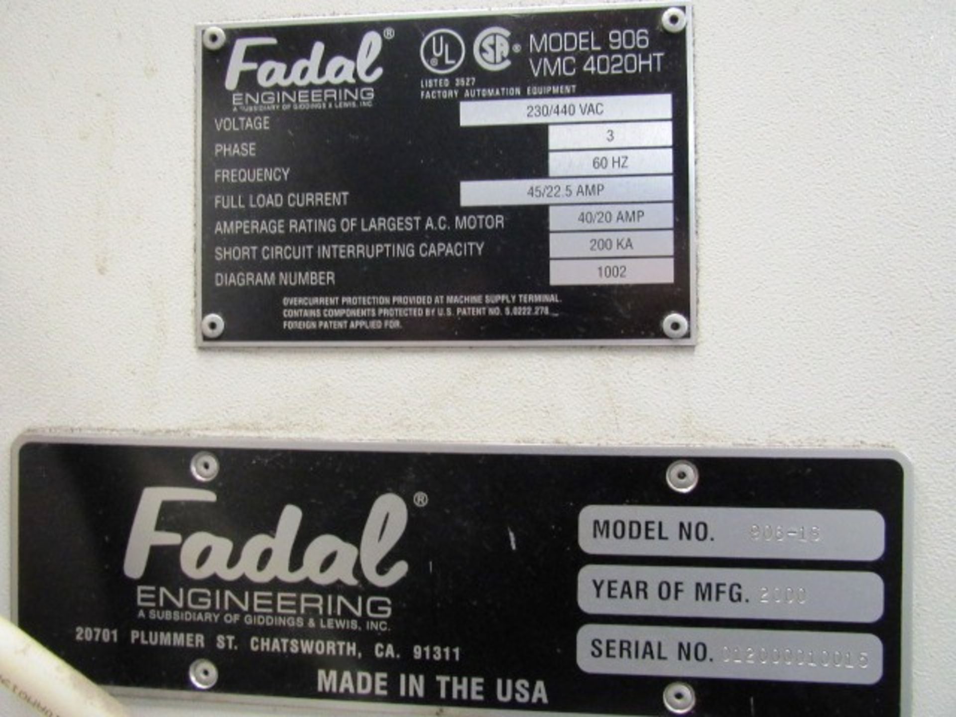 Fadal 4020HT CNC Vertical Machining Center with 48'' x 20'' Table, #40 Spindle Speeds to 10,000 RPM, - Image 5 of 5