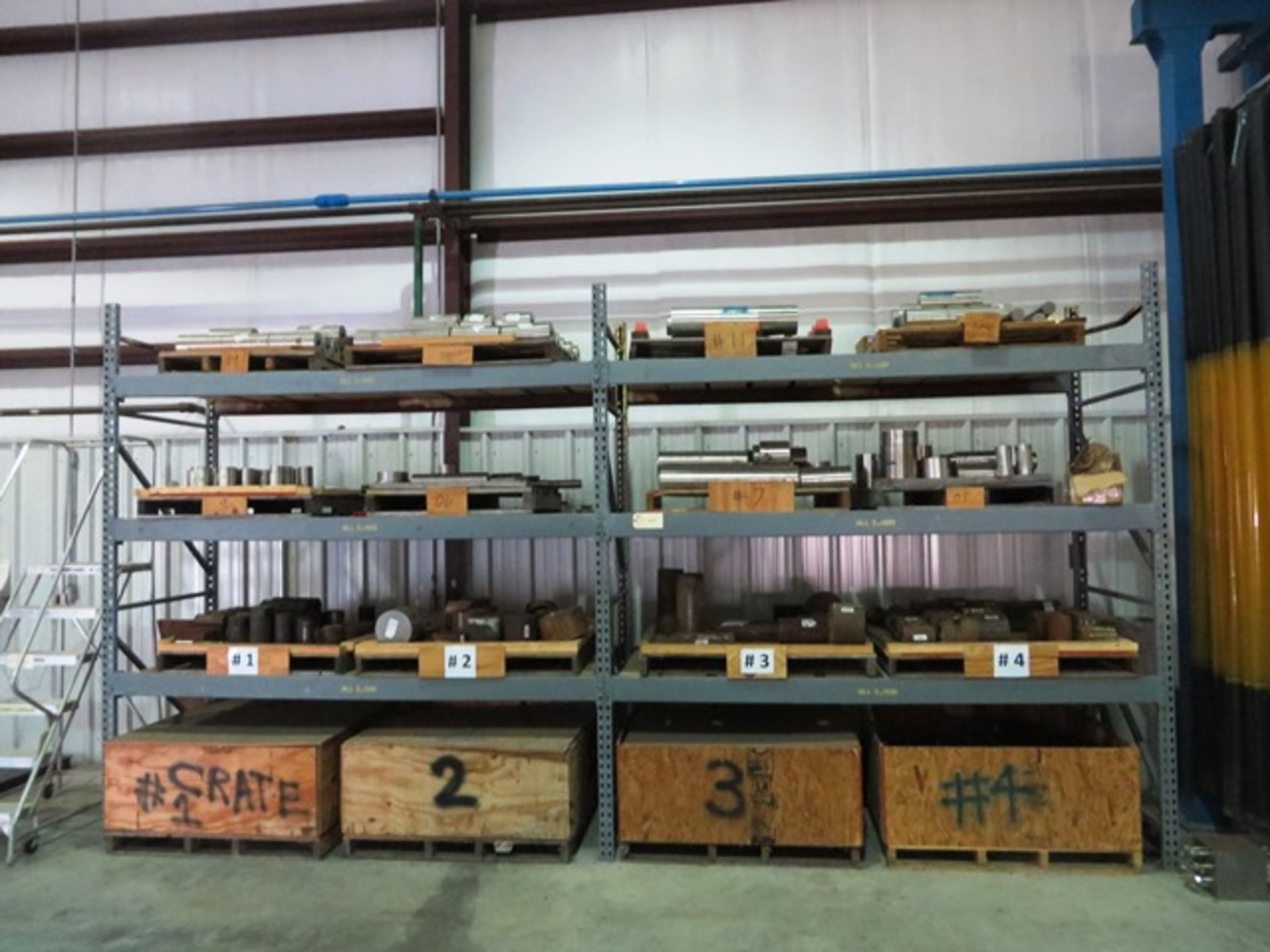 Assorted Material on Rack Consisting of Steel Rounds, Some Monel, Stainless, Etc., Lengths up to 3'