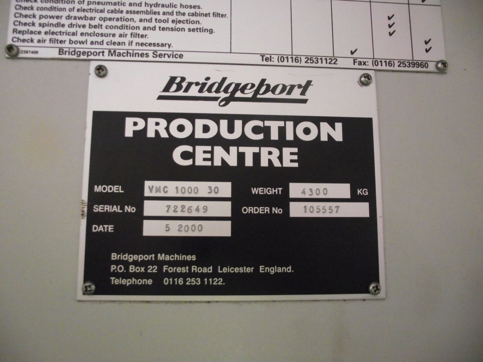 Bridgeport VMC1000 30 Vertical Machining Centre - Image 4 of 23