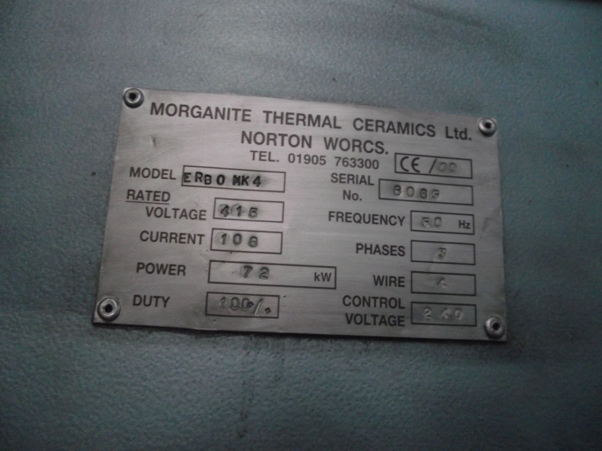 MORGAN 72KW ERBO (ELECTRICAL RESISTANCE BALE-OUT) FURNACE - Image 3 of 11