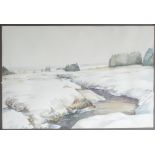 J. Mazin: paysage aquarelle (75x50cm)