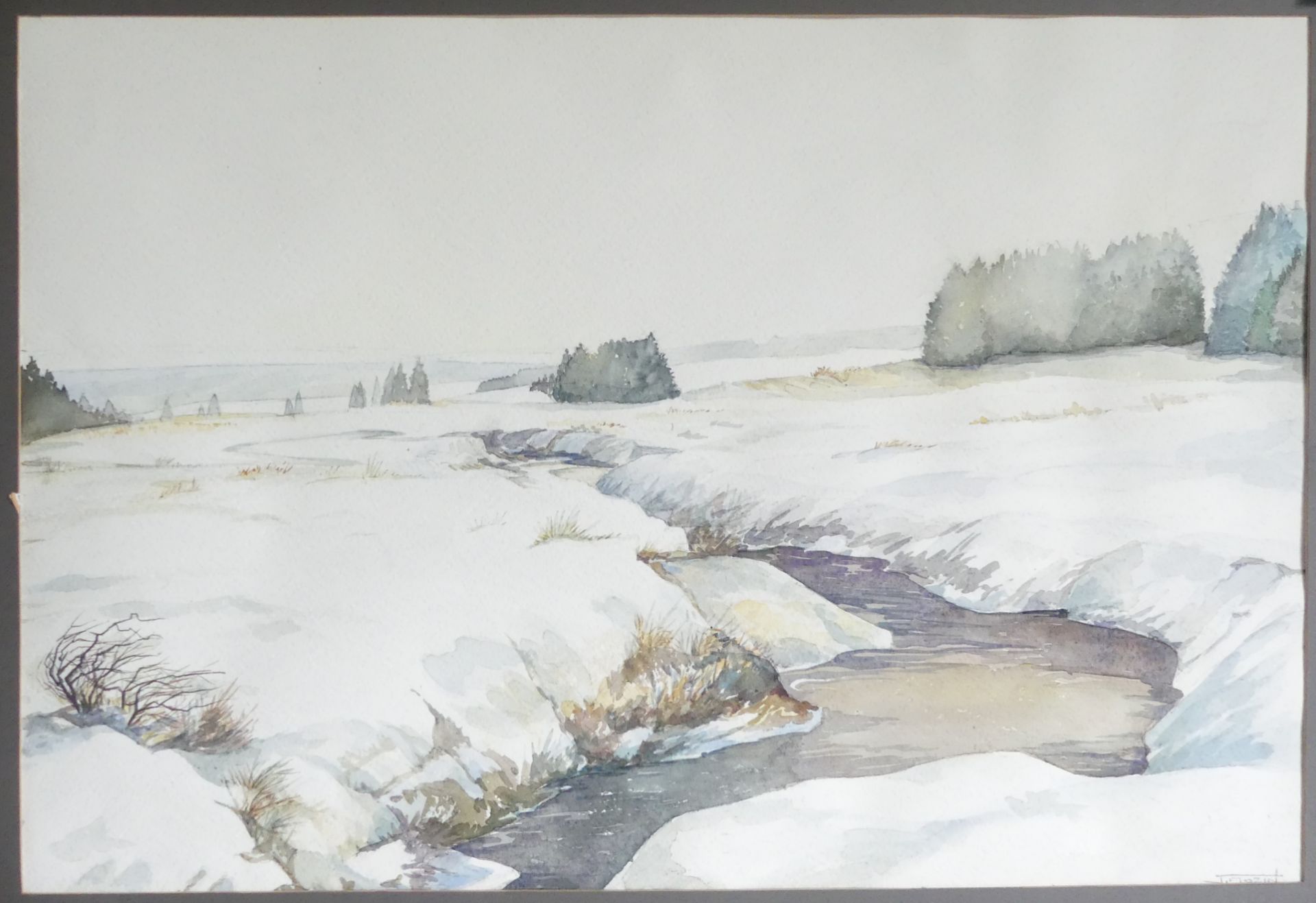 J. Mazin: paysage aquarelle (75x50cm)