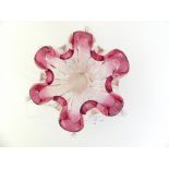 MURANO, coupe en verre rose (D:23cm env.)