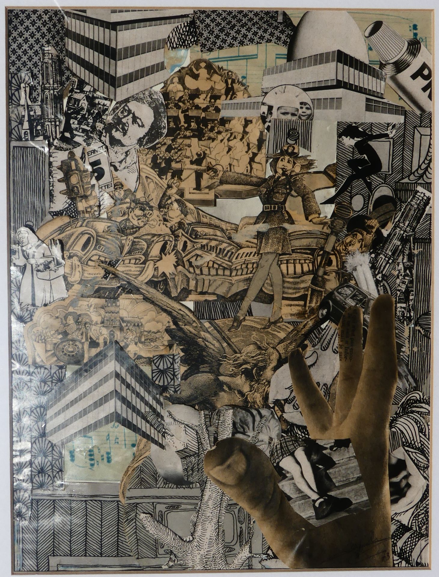 Collage 1973, signature à identifier (27x36cm)