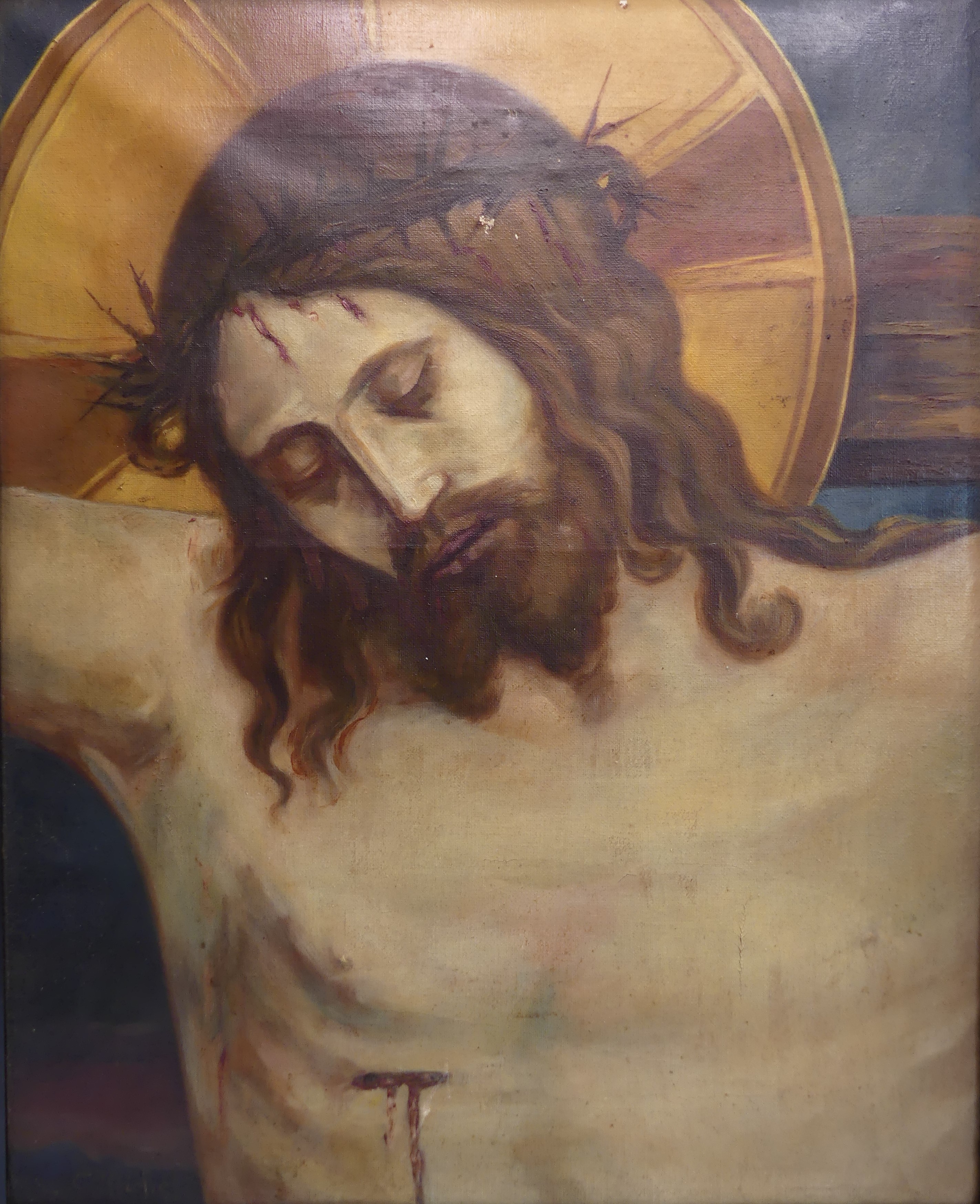 C. Michel: Christ en croix , huile sur toile (37x46cm) - Image 2 of 2