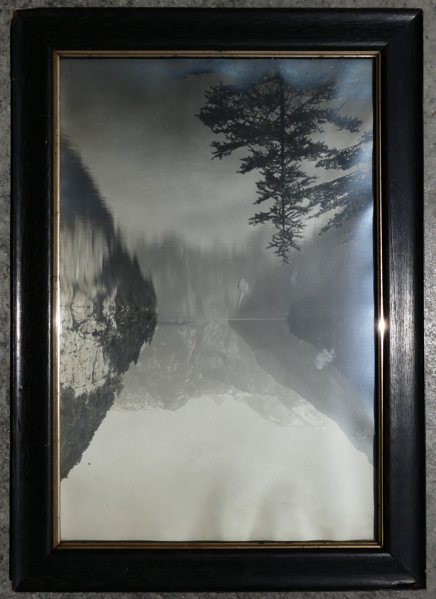 Photographie ancienne, lac de montagne (38x58cm)