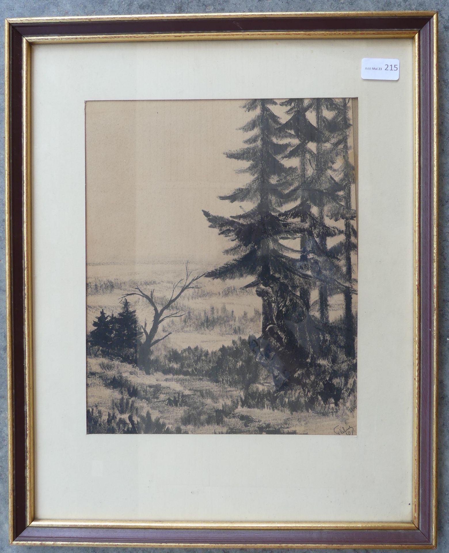 Glebuy? Forêt de sapins, encre sur papier (28x35cm) - Image 2 of 2