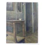 Maurice PIRENNE (1872-1968) Intérieur verviétois, huile sur toile (35x27cm) un petit accroc au nivea