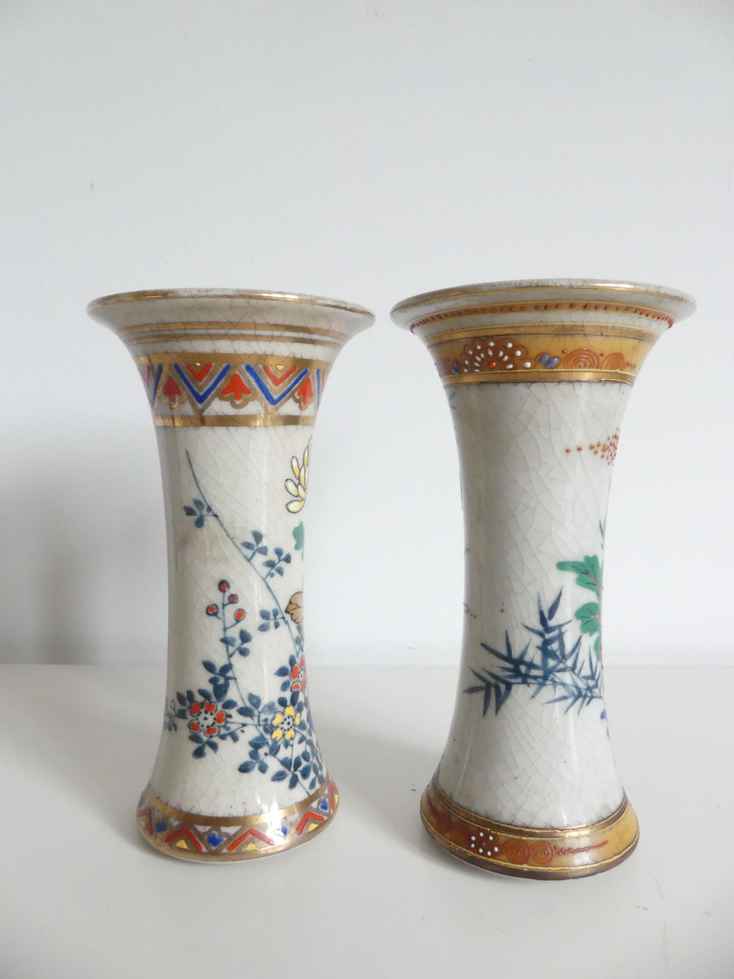 Paire de vases diabolo asiatiques ht:22cm - Bild 3 aus 5