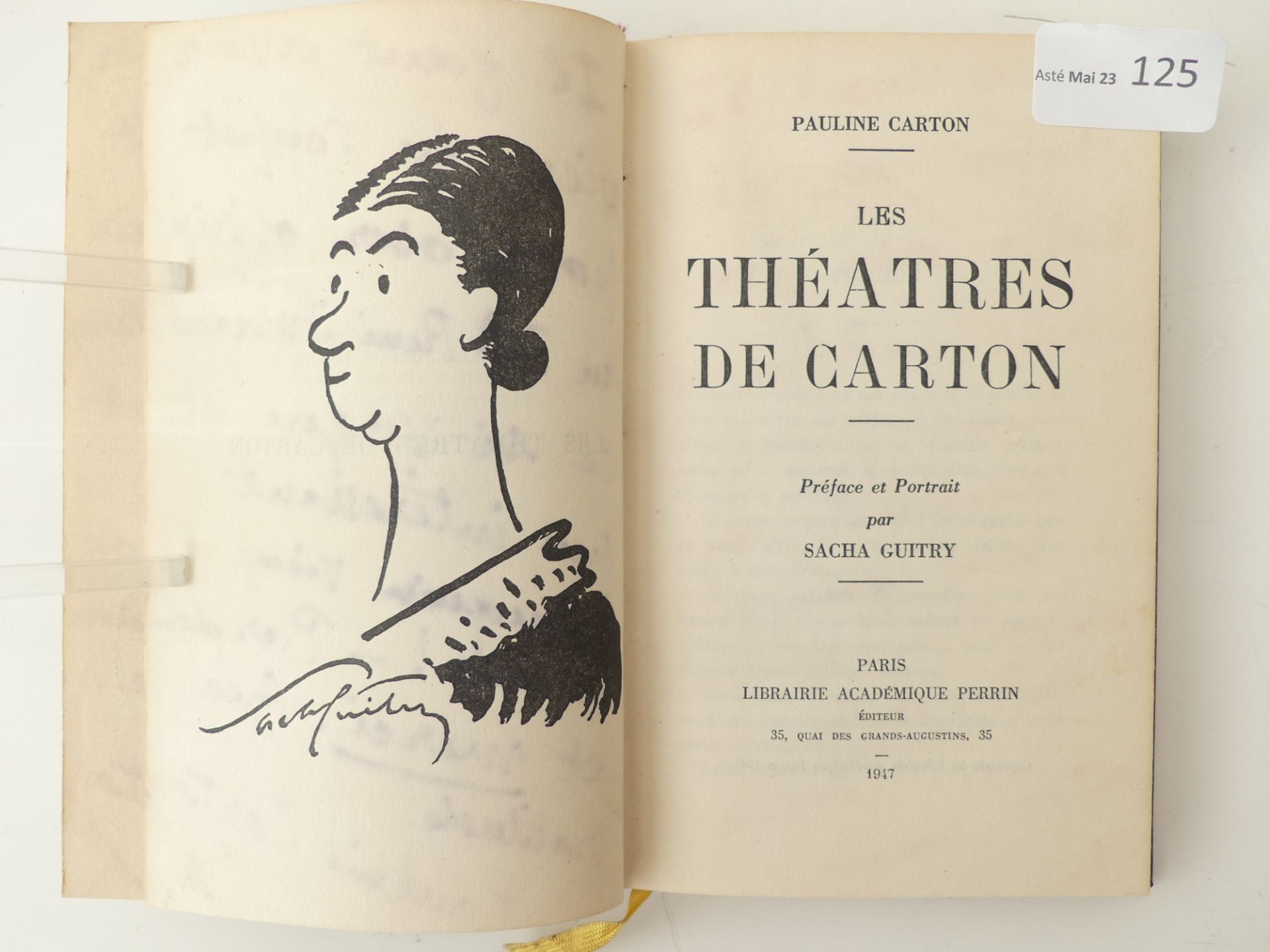 Pauline Carton "Les théâtres de carton", préface de Sacha Guitry, dédicacé