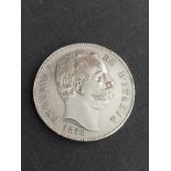 5 Lires 1878, Victor Emmanuel II d'Italie, en argent, bel état