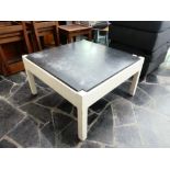 Table basse en bois et marbre noir (a repolir) 65x65x42ht