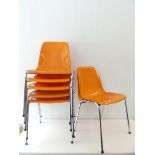 6 chaises vintage orange empilables