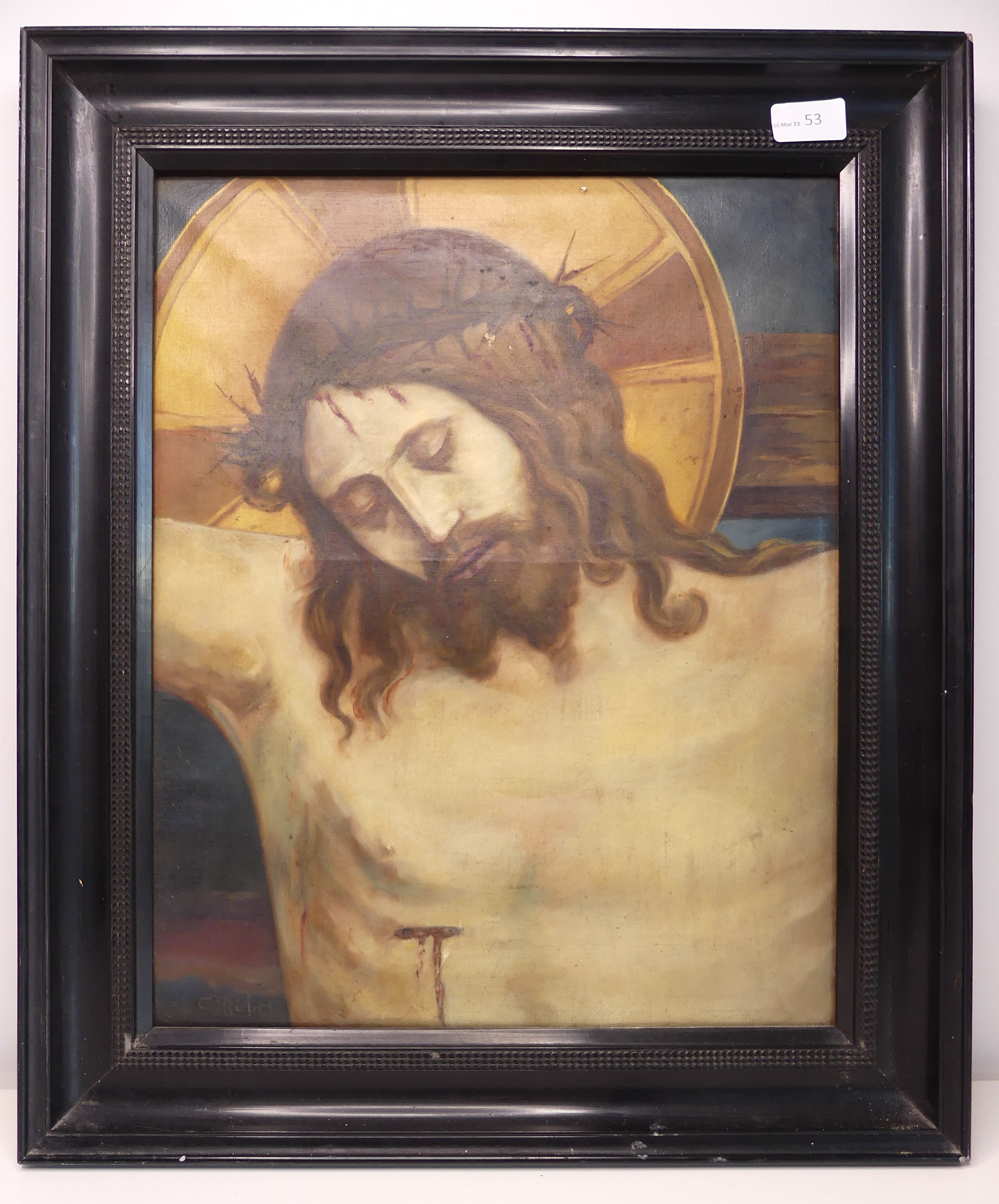 C. Michel: Christ en croix , huile sur toile (37x46cm)