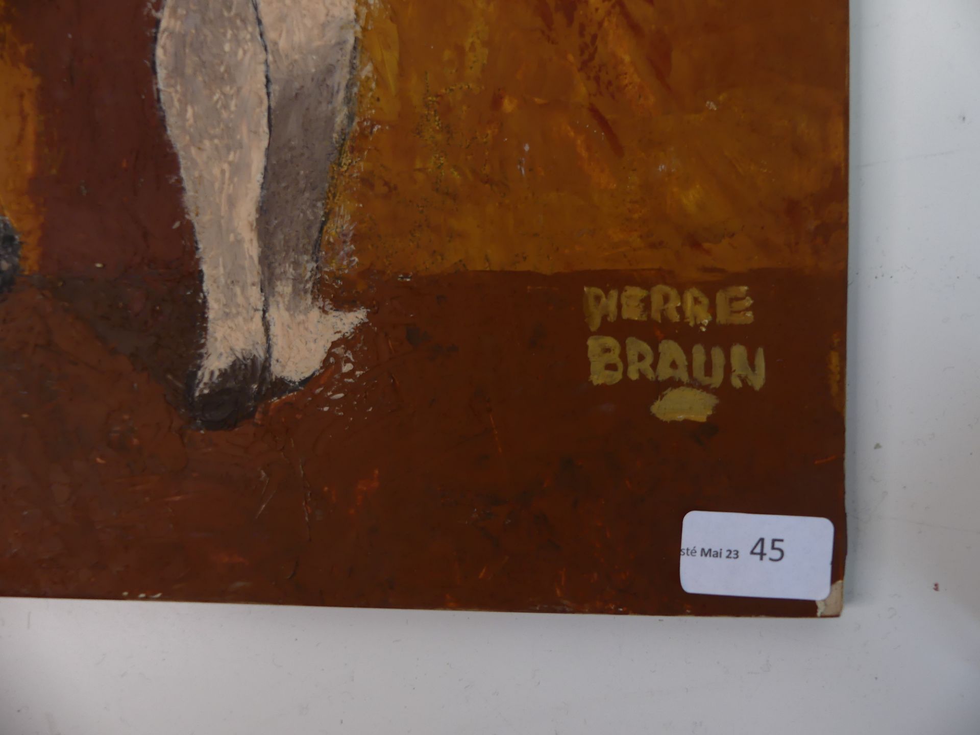 Pierre Braun: "Intriguée", huile sur panneau (33x46cm) - Bild 2 aus 3