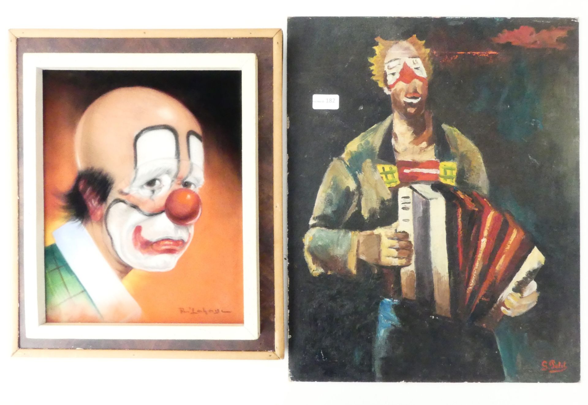 Clowns, pastel sur papier (30x37cm) et huile sur panneau (54x43cm)