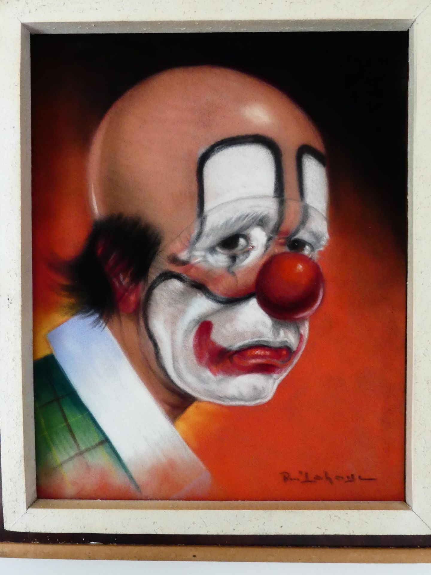 Clowns, pastel sur papier (30x37cm) et huile sur panneau (54x43cm) - Image 2 of 2