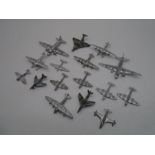 A collection of various sized Dinky Toys die-cast planes including Viking, Shooting Star,