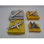 A collection of four vintage boxed Dinky Toys aeroplanes included Vickers Viscount 800 Air Liner (No