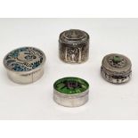 Four small silver and SCM pill pots