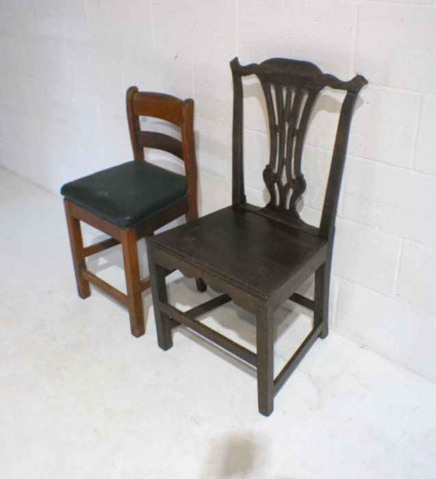 A Georgian oak country chair along with one other, A/F. - Image 2 of 4