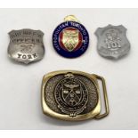 A vintage York Sheriffs Officer badge along with one other and a Toronto Police badge and a