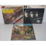 Three 12" vinyl records by The Beatles comprising of 'With The Beatles' mono pressing with -8 / -8