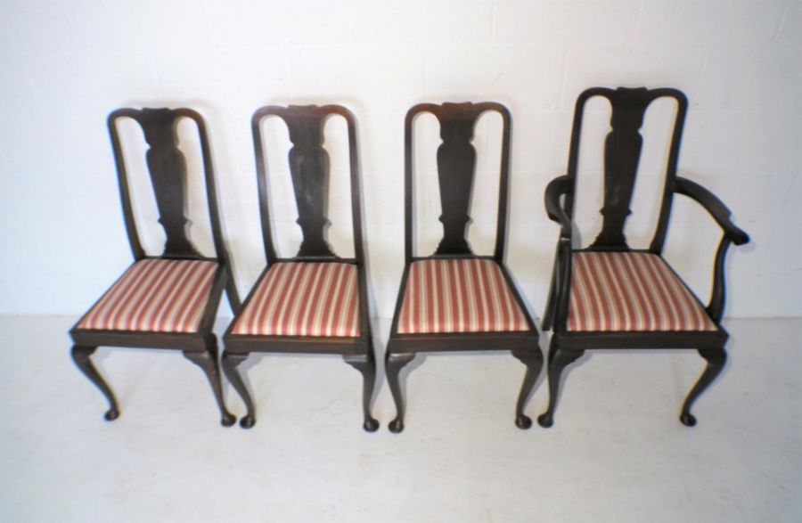 A set of four 'Warings' Queen Anne style mahogany dining chairs, including one carver. - Image 2 of 6