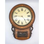 A Victorian inlaid wall clock, with carved detailing.