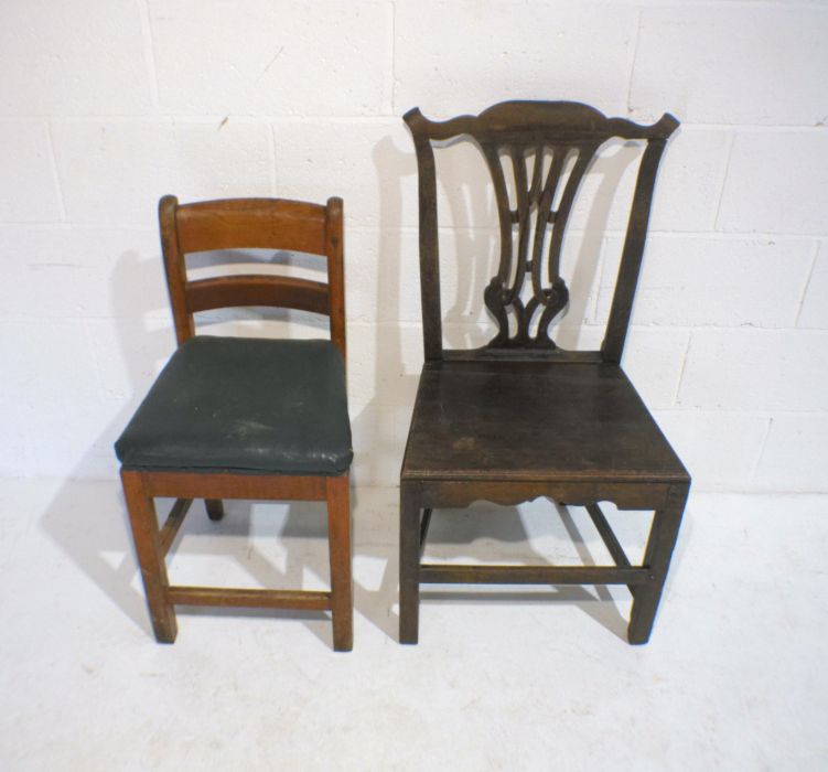 A Georgian oak country chair along with one other, A/F.