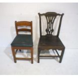A Georgian oak country chair along with one other, A/F.