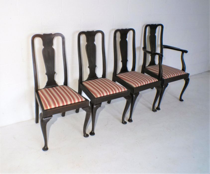 A set of four 'Warings' Queen Anne style mahogany dining chairs, including one carver. - Image 4 of 6
