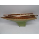 A vintage wooden pond yacht - length approx. 60cm A/F
