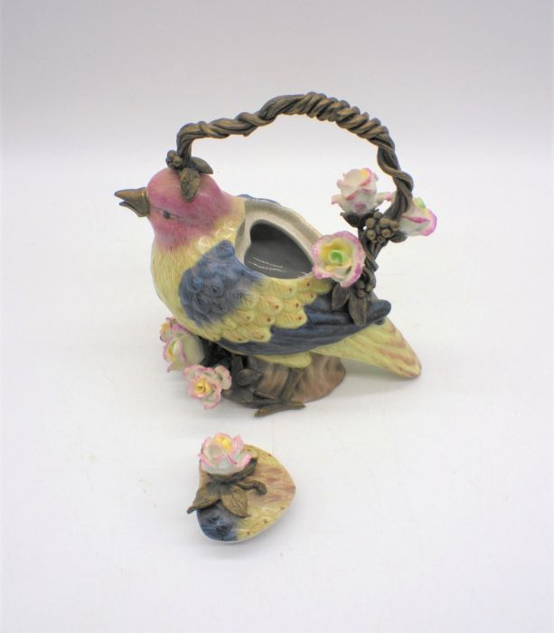 A ceramic teapot in the form of a bird - some repair to beak. - Image 5 of 6