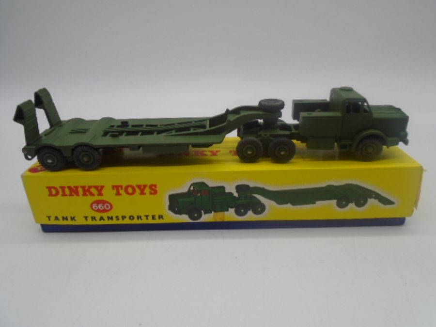 A vintage boxed Dinky Toys Tank Transporter (No 660)