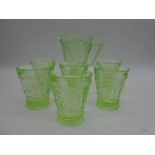 A Uranium glass lemonade set consisting of jug and 6 tumblers