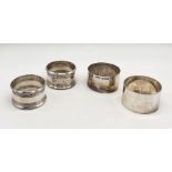 Four hallmarked silver napkin rings