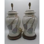 A pair of large decorative lamps, including lamp shades. Approx height of lamp (minus shade) 54cm