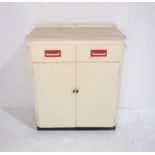A vintage cupboard with two drawers, length 76cm, depth 39cm, height 95cm.