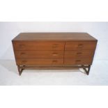 A G-Plan mid century sideboard with six drawers, length 131cm, 46cm, height 72cm.