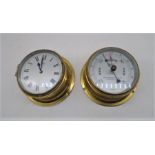 A matching Sestrel brass ships clock and matching barometer by Henry Browne and Sons Ltd of