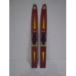 A pair of vintage Estuary Brand wooden water ski's - overall length 173cm