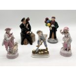 A collection of figurines including Royal Doulton Balloon Boy, Royal Worcester Saturday's Child,
