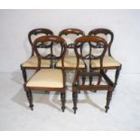 A set of five Victorian balloon-back chairs - one missing seat