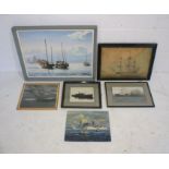 A framed oil on canvas of sailing boats, signed 'H. Cheng' along with a quantity of other boat