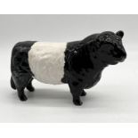 A Beswick Belted Galloway bull in black and white gloss - height 12cm