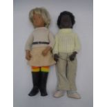 Two unboxed vintage Sasha dolls, one in rainbow tights