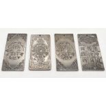 Four Chinese silver coloured ingots depicting the zodiac - total weight 587.8g